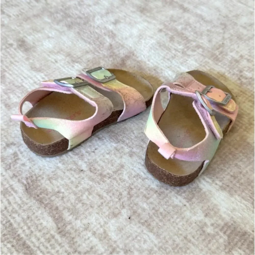 Carter’s Toddler Girls Size 6 Pink Iridescent Pastel Glitter Cork Sandals